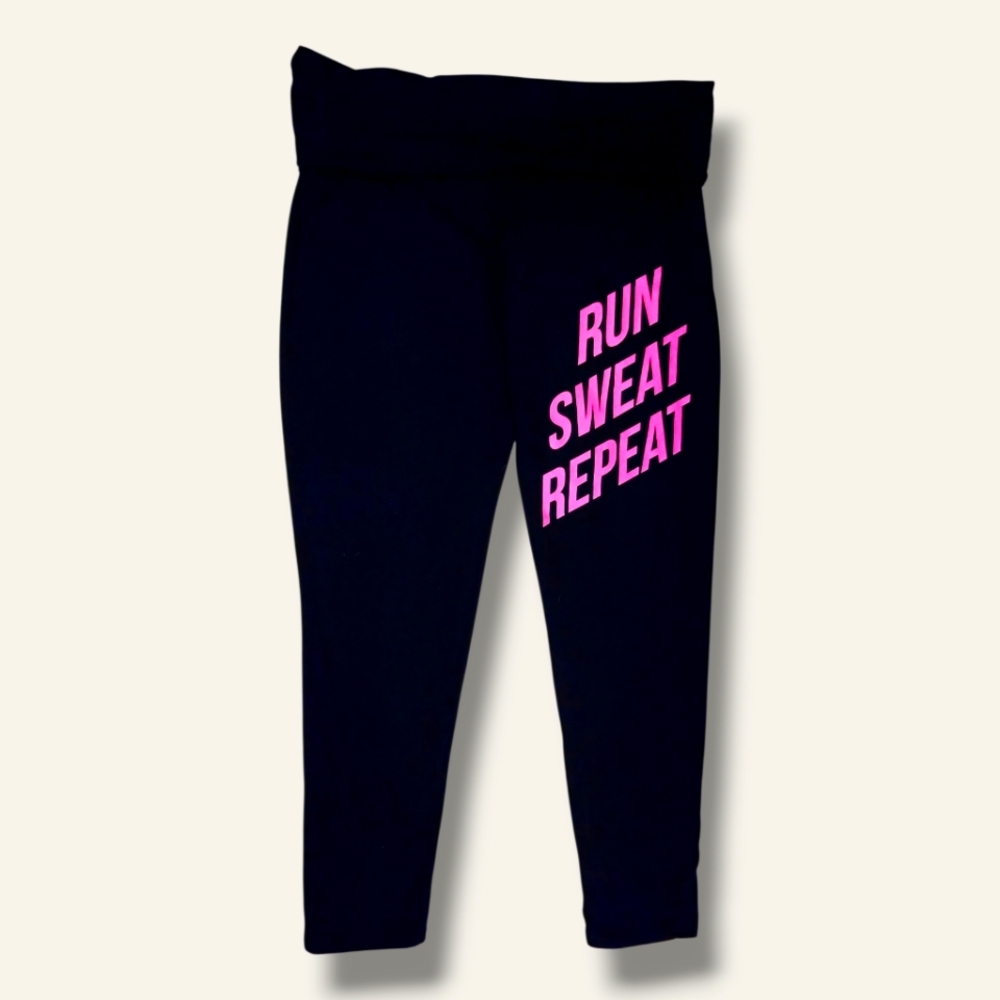 Everlast | Women's "Run, Sweat, Repeat' Black&Pink Leggings | Size Medium |NEW|